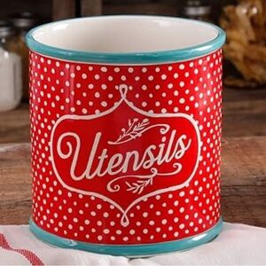 The Pioneer Woman Red and White Utensil Holder